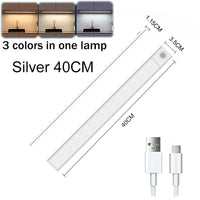 Réglette LED Sous Meuble Aluminium 3 Couleurs avec Détecteur de Mouvement