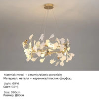 Suspension Cuisine Feuilles de Ginkgo Doré, Céramique ou Acrylique, à la Pièce