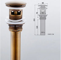 Siphon Bouteille Laiton et Bonde Pop-Up à la Pièce, 5 Finitions