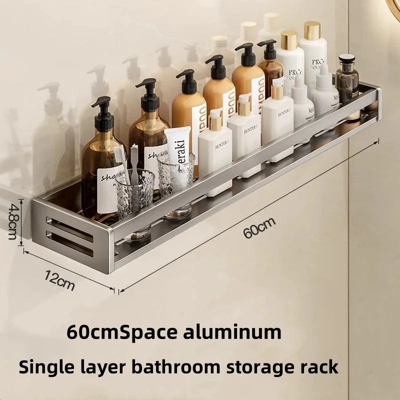 Étagère de Douche Aluminium Sans Perçage, Longueur 30 à 60 cm