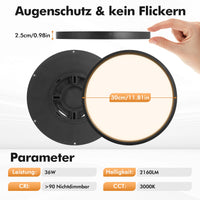 Plafonnier LED Cuisine Rond Noir Ultra-Fin 20 à 48 W, Lot de 1 à 5