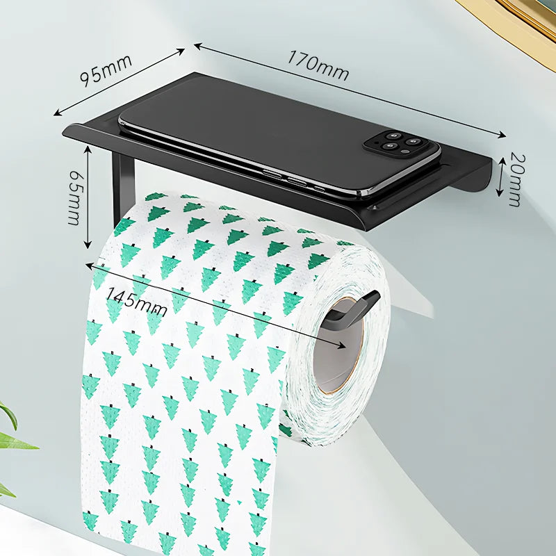 Porte-Papier Toilette Mural Aluminium avec Tablette, à l'Unité ou Lot de 2, 4 Finitions