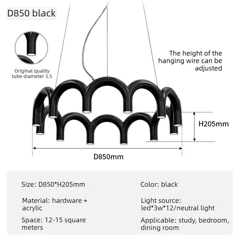Suspension Cuisine LED Arches Colorées, 2 à 12 LED, 6 Coloris