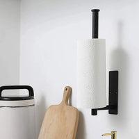 Porte-Essuie-Tout Mural Adhésif en Inox Noir ou Brossé 33,6 cm