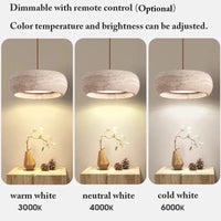 Suspension Cuisine Travertin Naturel Wabi-Sabi, 1 à 3 Têtes, Ø 20 cm