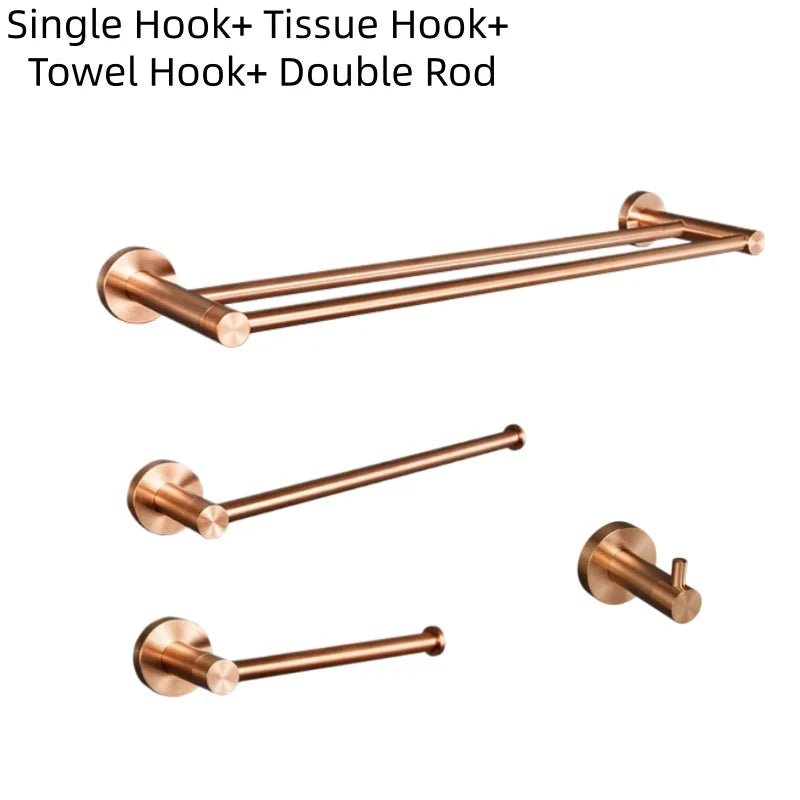 Ensemble d'Accessoires de Salle de Bain Or Rose Brossé Inox