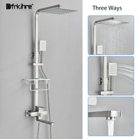 Colonne de Douche Laiton Pommeau Carré 25 cm, Bec 25 cm et Étagère