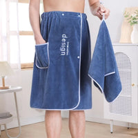 Serviette de Bain Jupe pour Homme à Poche, Microfibre Bleu ou Gris