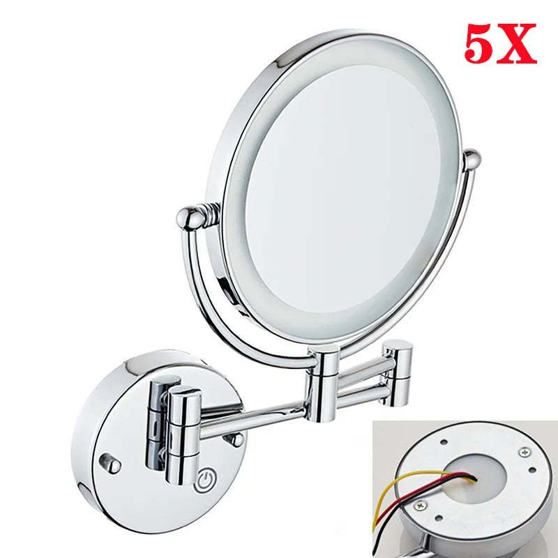 Miroir Grossissant Lumineux Mural Tactile x5, 8 Finitions au Choix, 20 cm