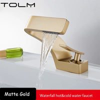 Mitigeur Lavabo Cascade Design Laiton Monotrou, 8 Finitions, Bonde en Option