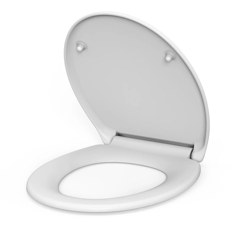 Abattant WC Frein de Chute Forme D ou O, Clipsable, PP Blanc