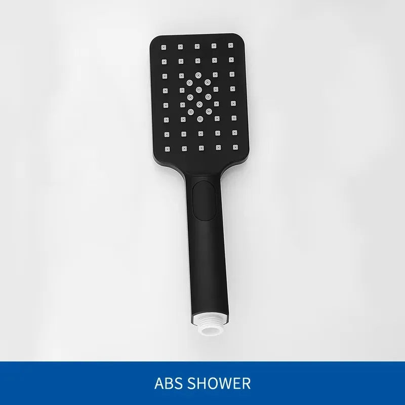 Barre de Douche Coulissante Noir Mat, Douchette Carrée 3 Jets et Flexible