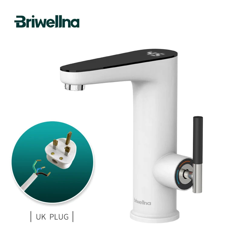 Robinet Chauffe-Eau Instantané Électrique pour Lavabo, Levier et Afficheur, 3 200 W