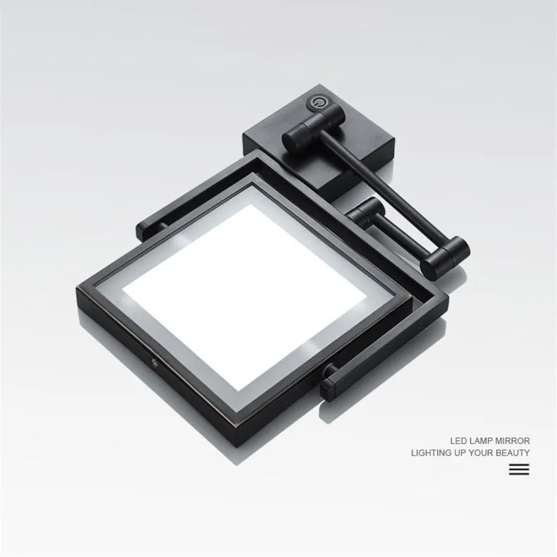 Miroir Grossissant LED Mural Bras Extensible Carré 3X