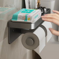 Porte-Papier Toilette Mural Blanc, Noir ou Gris avec Tablette, 1 ou 2 Rouleaux