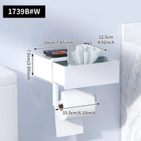 Porte-Papier Toilette avec Tiroir Lingettes et Étagère Sans Perçage Noir ou Blanc
