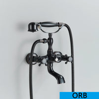 Robinet de Baignoire Mural Rétro Bronze Vieilli avec Douchette