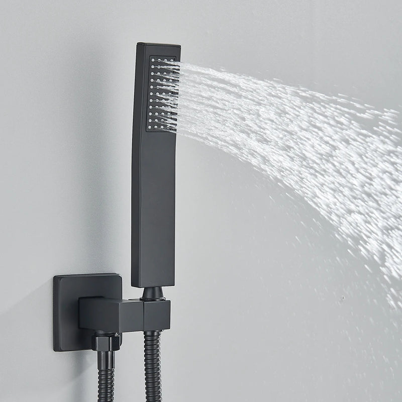 Douche Encastrable Thermostatique 3 Boutons, Plafond LED Pluie et Cascade