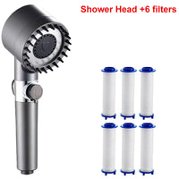 Pommeau de Douche à Filtre Massage, Kit avec Flexible et Support, Gris ou Violet
