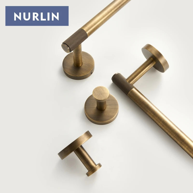 Accessoires Salle de Bain Laiton Noir, Doré, Argent ou Vieilli à la Pièce, 4 Articles