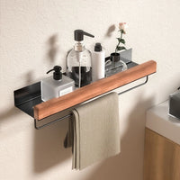 Étagère Murale Salle de Bain Hêtre ou Noyer, 30 à 60 cm
