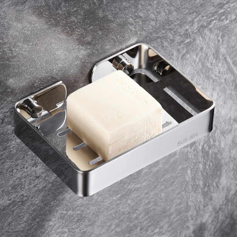 Porte-Savon Mural en Inox Grillagé avec Vidange