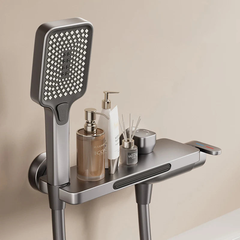 Robinet de Baignoire Cascade avec Douchette Gris Anthracite