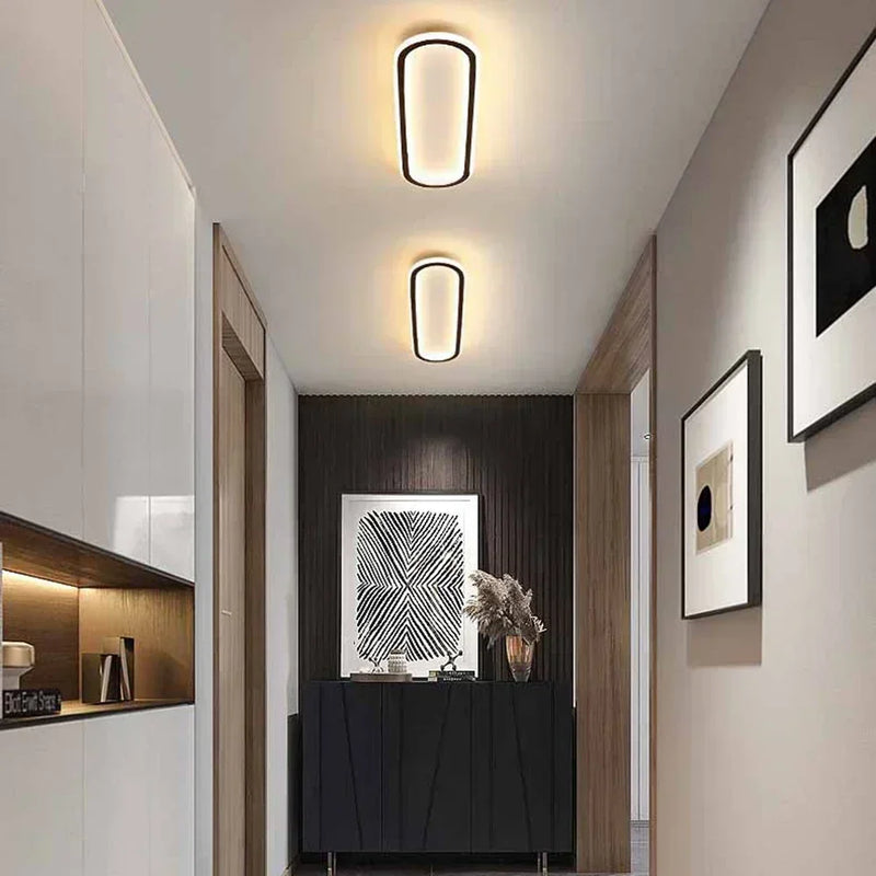 Plafonnier Cuisine LED Ovale Noir Moderne, 40, 60 ou 80 cm