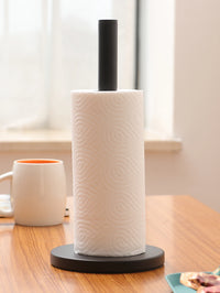 Porte-Essuie-Tout Noir en Métal sur Pied, Tige Haute 30 cm, Base Ronde
