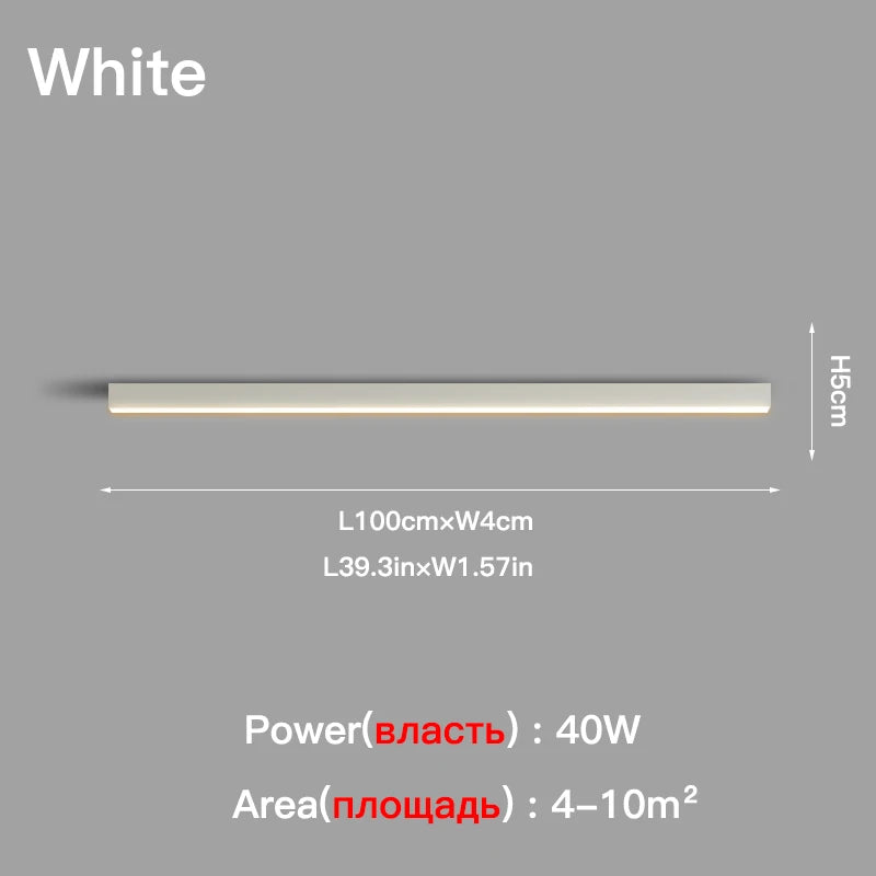 Plafonnier Cuisine LED Linéaire Noir ou Blanc, 60 à 200 cm