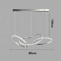 Suspension Cuisine LED Anneaux Entrelacés, 80 à 180 cm