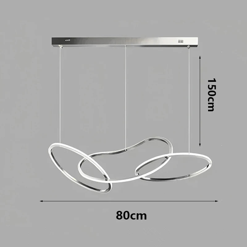 Suspension Cuisine LED Anneaux Entrelacés, 80 à 180 cm