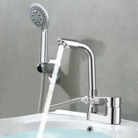 Mitigeur Lavabo Chromé 2 Trous avec Sortie Douchette, Col de Cygne ou Bec Orientable
