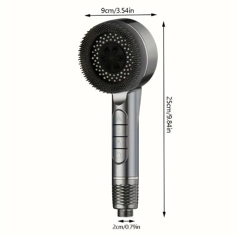Pommeau de Douche à Boutons, Brosse Silicone Amovible, Accessoires à la Pièce