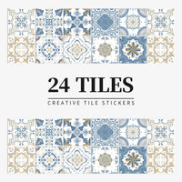 Autocollants Carrelage Adhésifs pour Crédence et Salle de Bain, 26 Motifs, Lot de 24