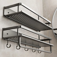 Étagère Murale Salle de Bain Aluminium Noir ou Gris 30-50 cm