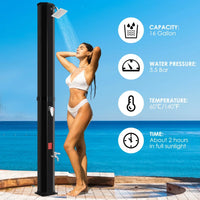Douche Solaire 60 L sur Pied, Pomme Inox Pivotante 360°, 228 cm