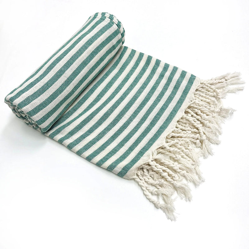 Serviette de Bain Turque Rayée à Franges en Coton 99 x 180 cm