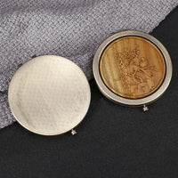 Miroir de Poche Rond en Bois Sculpté, Style Vintage, 5 Motifs