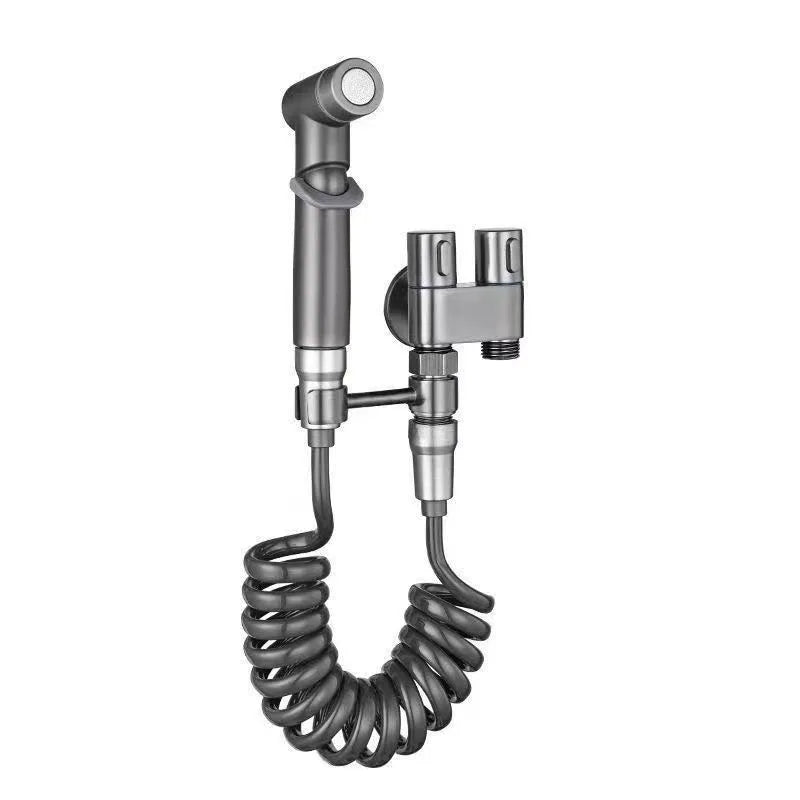 Douchette WC Kit Double Sortie Robinet d'Angle Laiton