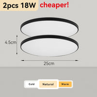 Plafonnier Cuisine LED Rond Ultra Plat 4,5 cm, Blanc ou Noir, 15 à 50 W