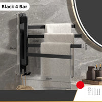 Porte-Serviette Pivotant Mural Inox Noir ou Blanc, 1 à 5 Barres