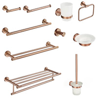 Ensemble d'Accessoires de Salle de Bain Or Rose avec Étagère