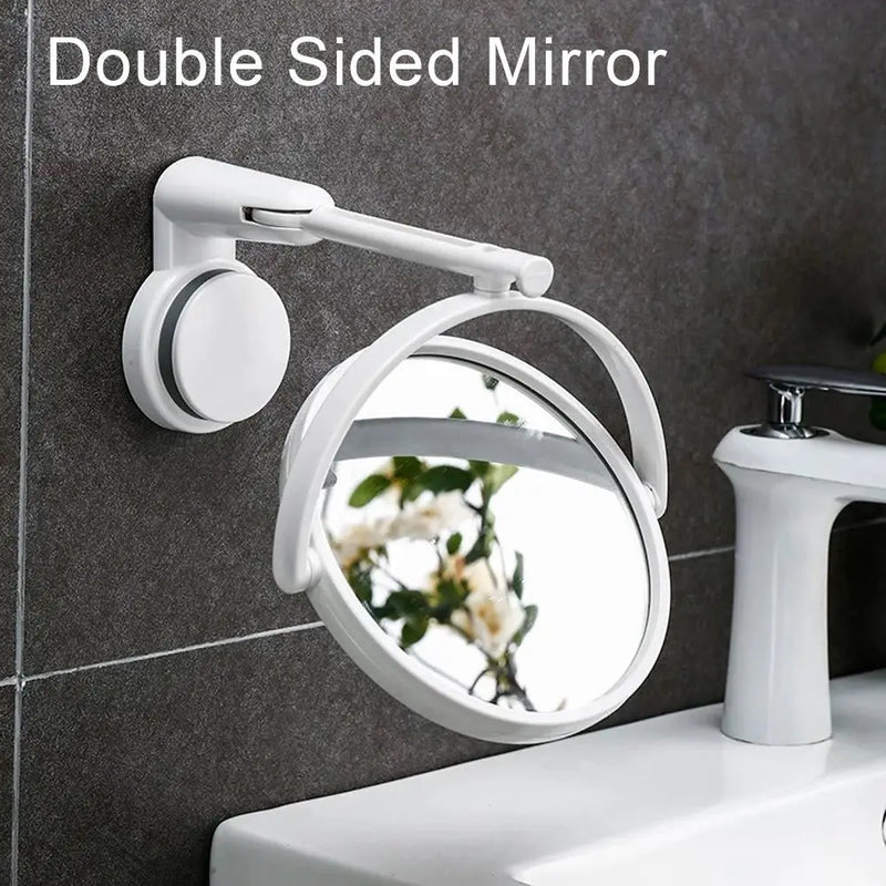 Miroir Salle de Bain Rond Pliant à Ventouse Blanc 15 cm