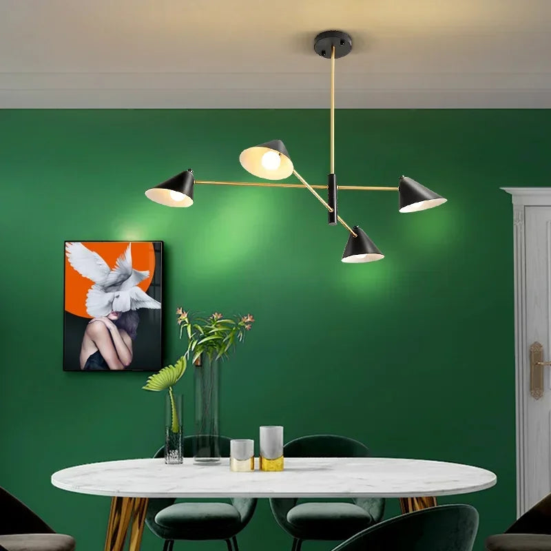 Suspension Cuisine Design Cônes Noirs 4, 6 ou 8 Lampes, Ø 130 cm