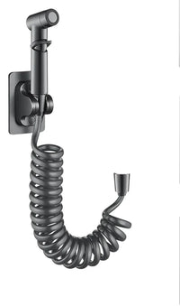 Robinet d'Angle Double Sortie, Douchette WC en Option, Noir Chromé Gris