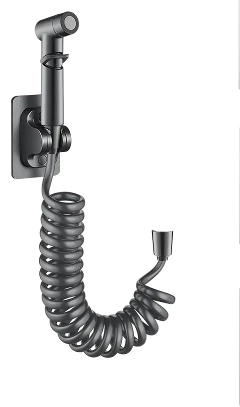 Robinet d'Angle Double Sortie, Douchette WC en Option, Noir Chromé Gris