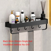Étagère Salle de Bain Murale Aluminium Noir ou Gris, 30 ou 40 cm