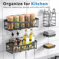 Étagère de Douche Sans Percer Inox Noir, Lot de 5 Pièces