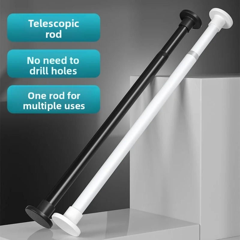 Barre de Douche Extensible Sans Perçage, Blanc ou Noir, 50 à 120 cm